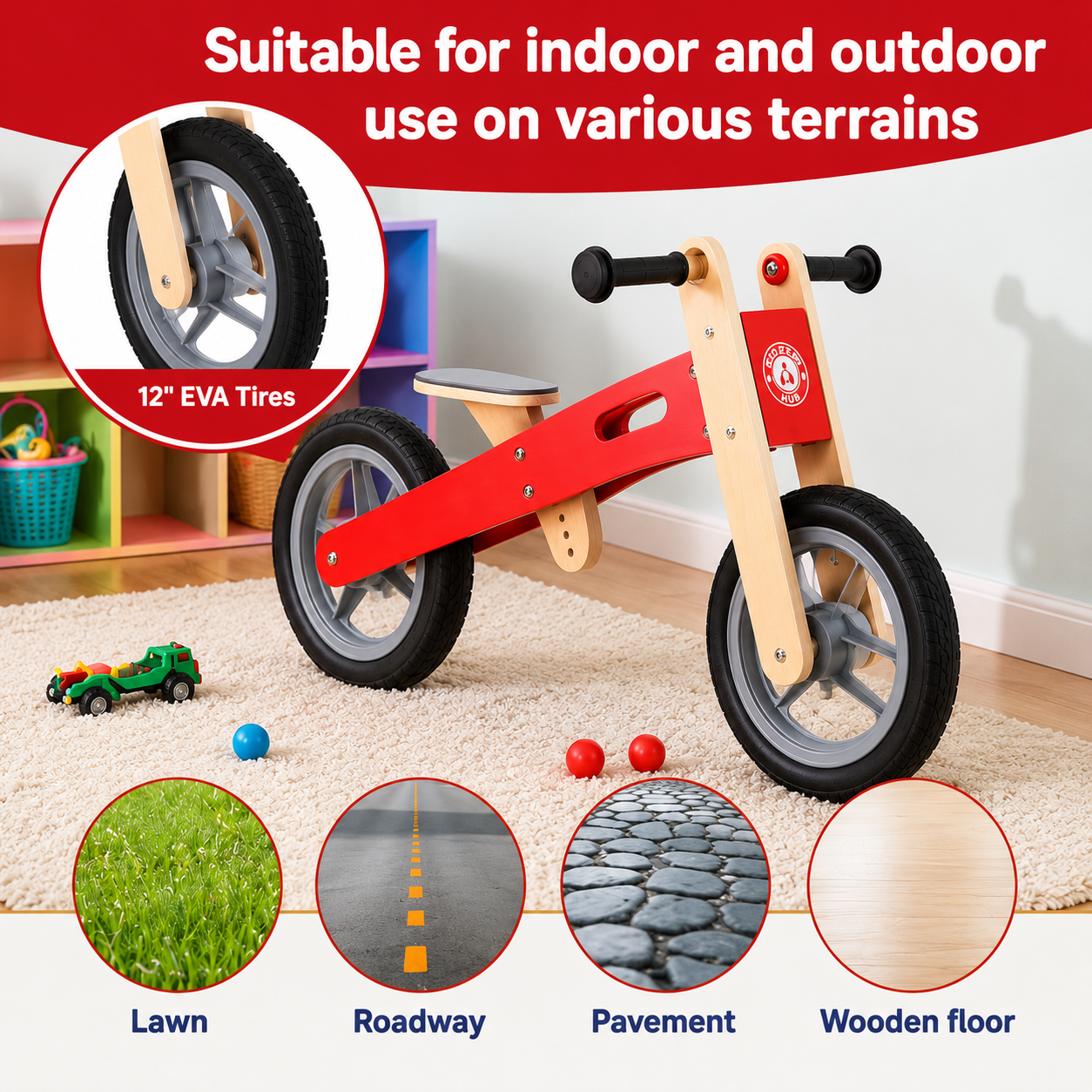 Wooden Balance Bike for Toddlers Adventure Ride‑On
