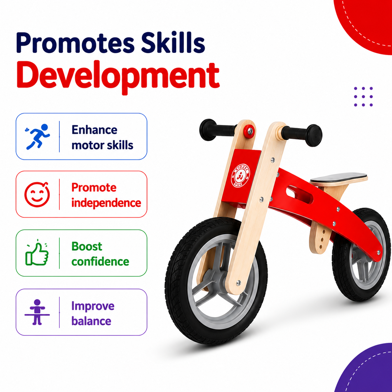 Wooden Balance Bike for Toddlers Adventure Ride‑On