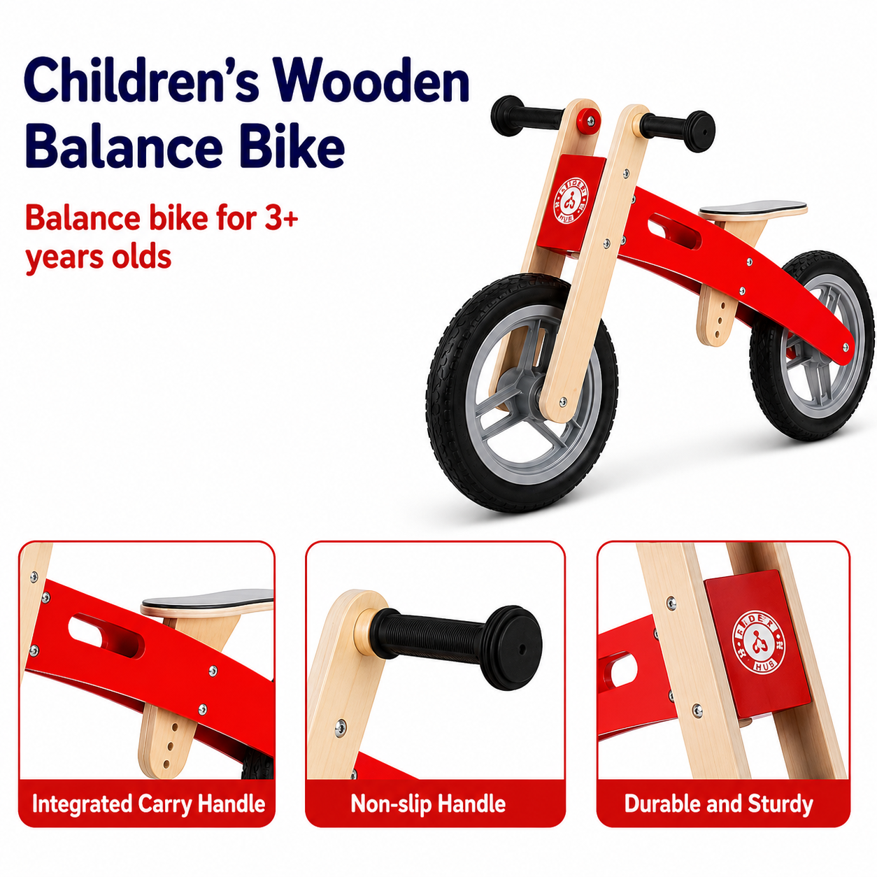 Wooden Balance Bike for Toddlers Adventure Ride‑On