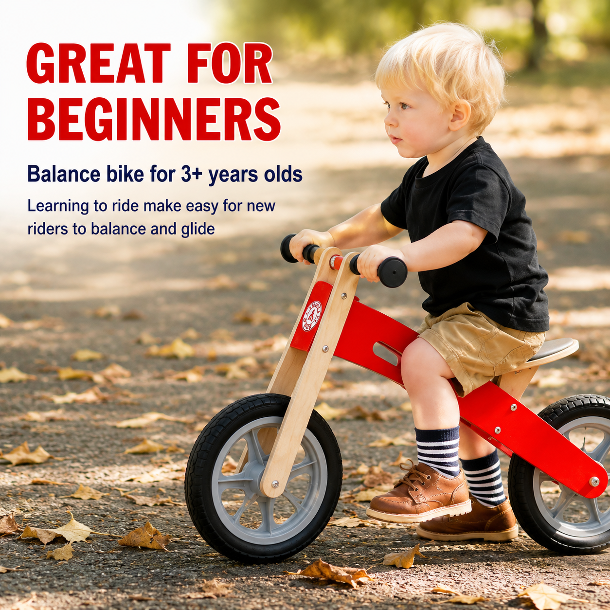 Wooden Balance Bike for Toddlers Adventure Ride‑On
