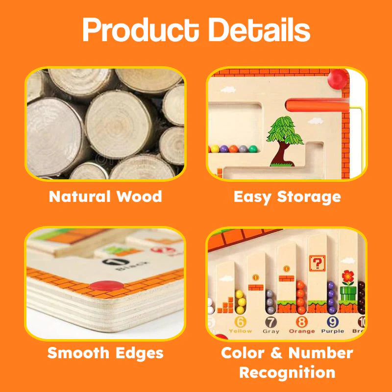 Montessori Magnetic Color & Number Maze Board KIDZEE