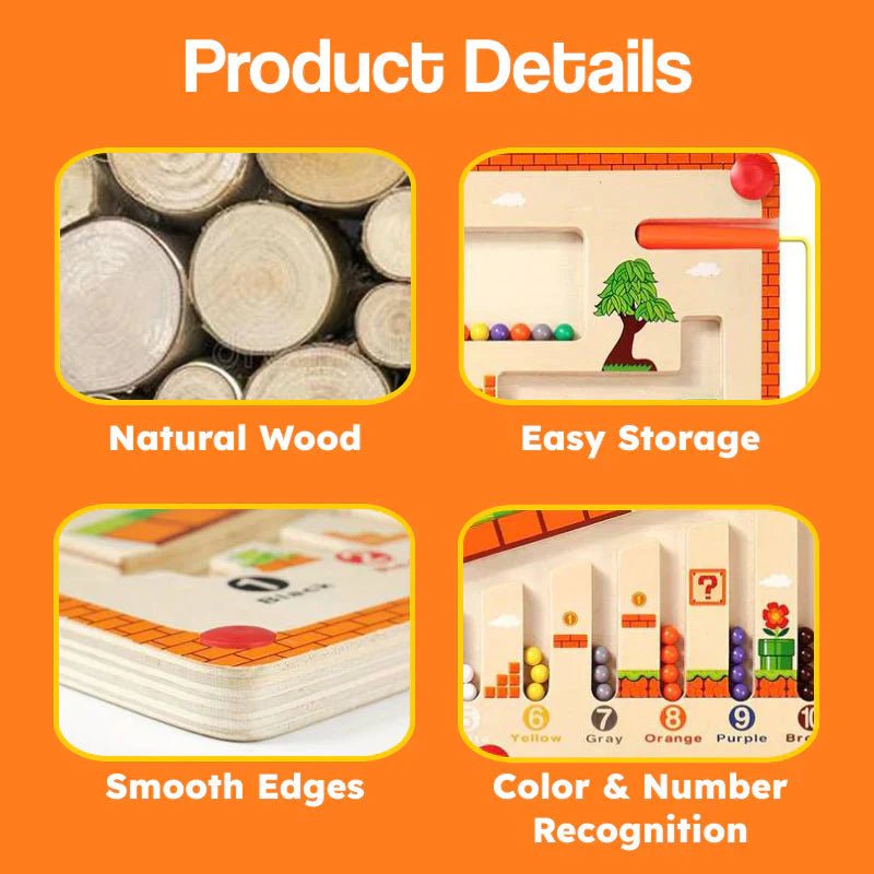 Montessori Magnetic Color & Number Maze Board - KIDZEEHUB™
