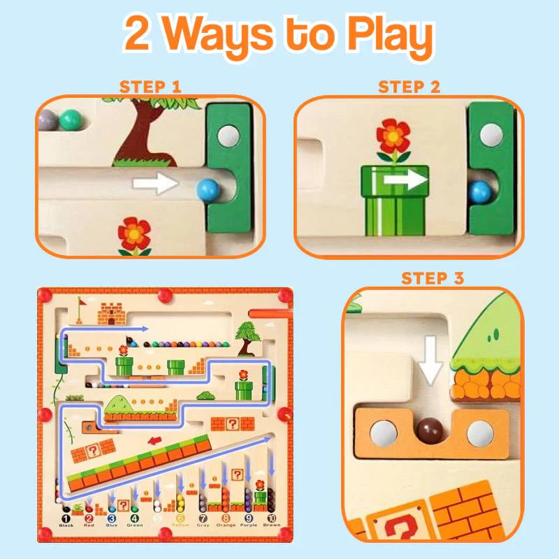 Montessori Magnetic Color & Number Maze Board - KIDZEEHUB™