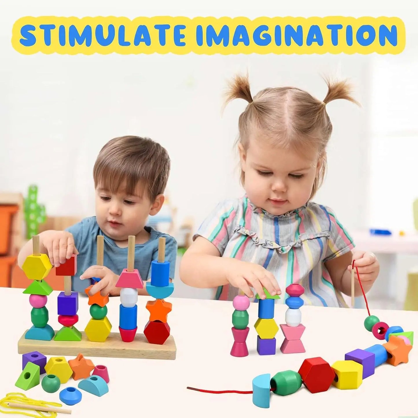 Montessori Wooden Bead Sequencing & Pattern Toy - KIDZEEHUB™