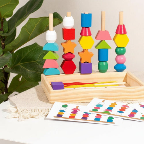 Montessori Wooden Bead Sequencing & Pattern Toy - KIDZEEHUB™