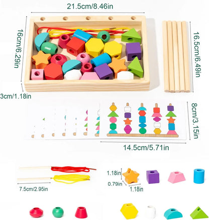Montessori Wooden Bead Sequencing & Pattern Toy - KIDZEEHUB™