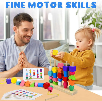 Montessori Wooden Bead Sequencing & Pattern Toy - KIDZEEHUB™