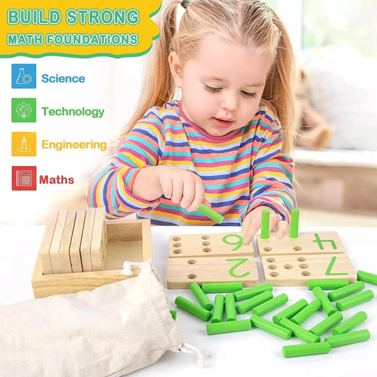 Montessori Wooden Counting Peg Board KIDZEE