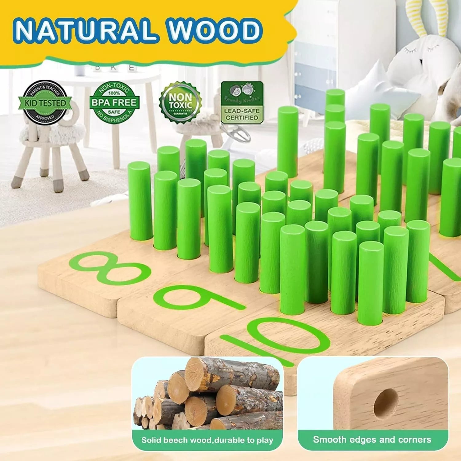 Montessori Wooden Counting Peg Board - KIDZEEHUB™