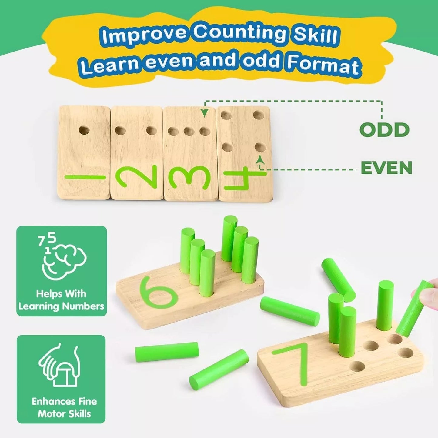 Montessori Wooden Counting Peg Board - KIDZEEHUB™