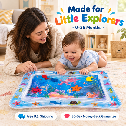 Sensory Tummy Time Water Mat for Babies – Inflatable Water Play Pad (0–36 Months) - KIDZEEHUB™