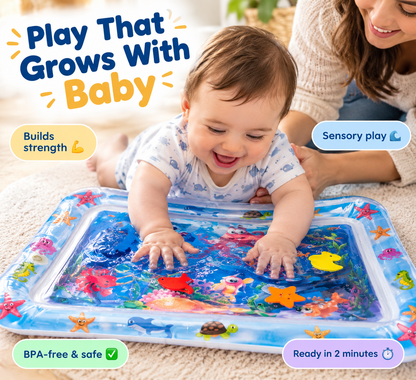 Sensory Tummy Time Water Mat for Babies – Inflatable Water Play Pad (0–36 Months) - KIDZEEHUB™